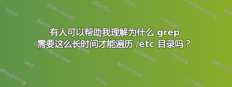 有人可以帮助我理解为什么 grep 需要这么长时间才能遍历 /etc 目录吗？