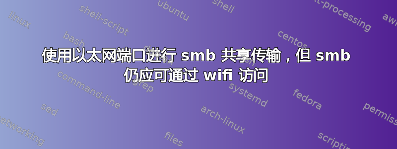 使用以太网端口进行 smb 共享传输，但 smb 仍应可通过 wifi 访问