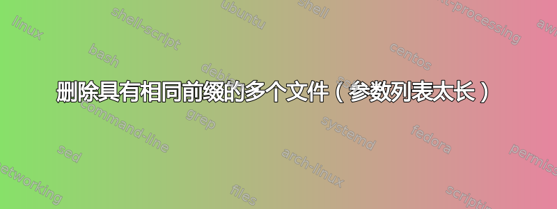 删除具有相同前缀的多个文件（参数列表太长）