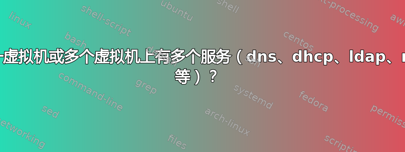 同一虚拟机或多个虚拟机上有多个服务（dns、dhcp、ldap、nfs 等）？ 