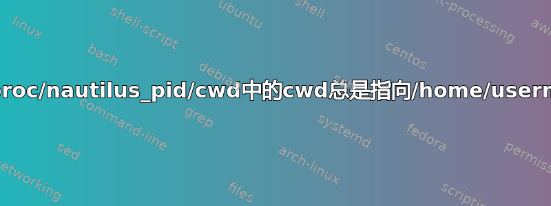 为什么/proc/nautilus_pid/cwd中的cwd总是指向/home/username？