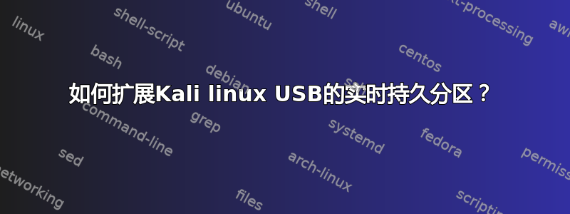 如何扩展Kali linux USB的实时持久分区？