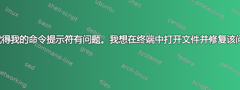 我觉得我的命令提示符有问题。我想在终端中打开文件并修复该问题