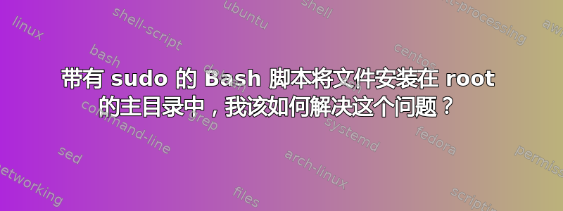 带有 sudo 的 Bash 脚本将文件安装在 root 的主目录中，我该如何解决这个问题？