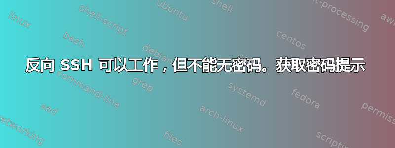 反向 SSH 可以工作，但不能无密码。获取密码提示