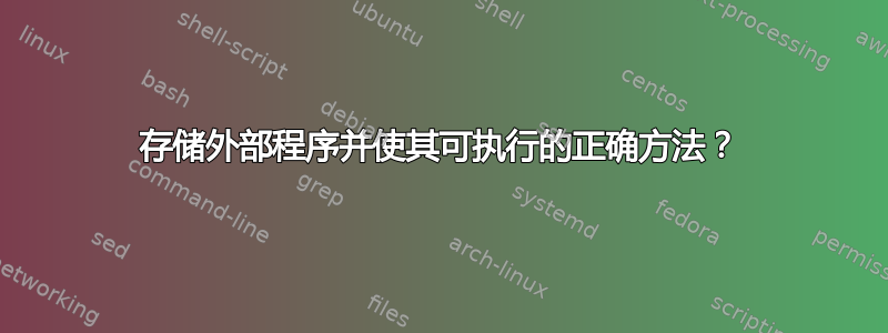 存储外部程序并使其可执行的正确方法？