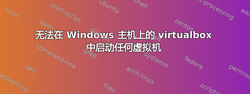 无法在 Windows 主机上的 virtualbox 中启动任何虚拟机