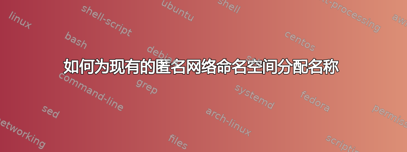 如何为现有的匿名网络命名空间分配名称