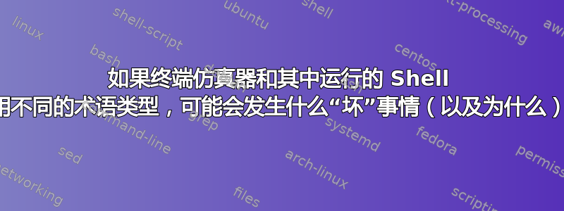 如果终端仿真器和其中运行的 Shell 使用不同的术语类型，可能会发生什么“坏”事情（以及为什么）？