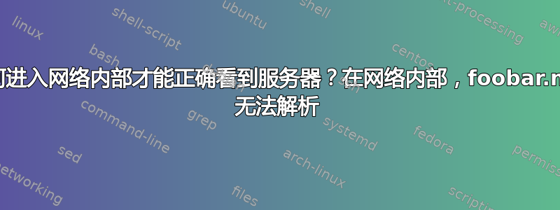 如何进入网络内部才能正确看到服务器？在网络内部，foobar.net 无法解析