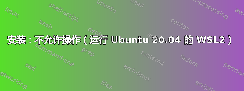 安装：不允许操作（运行 Ubuntu 20.04 的 WSL2）