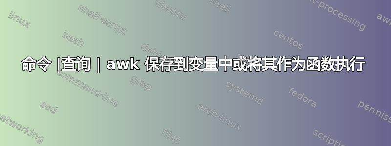 命令 |查询 | awk 保存到变量中或将其作为函数执行