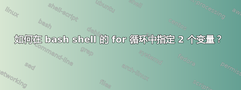 如何在 bash shell 的 for 循环中指定 2 个变量？