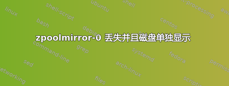 zpoolmirror-0 丢失并且磁盘单独显示