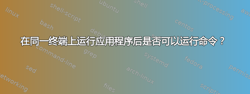 在同一终端上运行应用程序后是否可以运行命令？