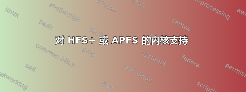 对 HFS+ 或 APFS 的内核支持