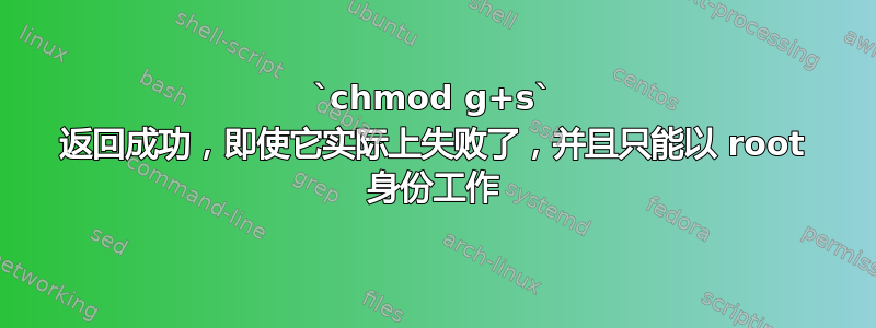 `chmod g+s` 返回成功，即使它实际上失败了，并且只能以 root 身份工作