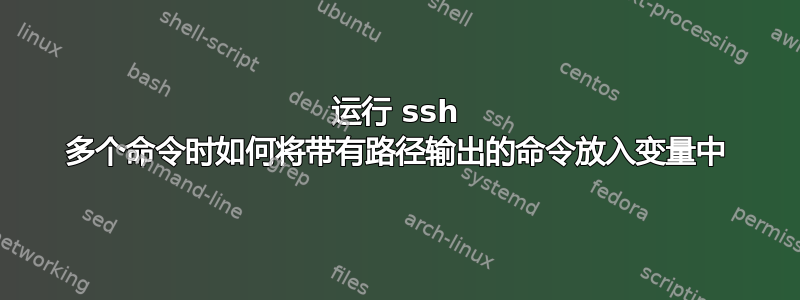 运行 ssh 多个命令时如何将带有路径输出的命令放入变量中