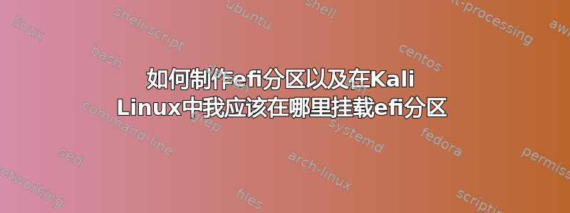 如何制作efi分区以及在Kali Linux中我应该在哪里挂载efi分区