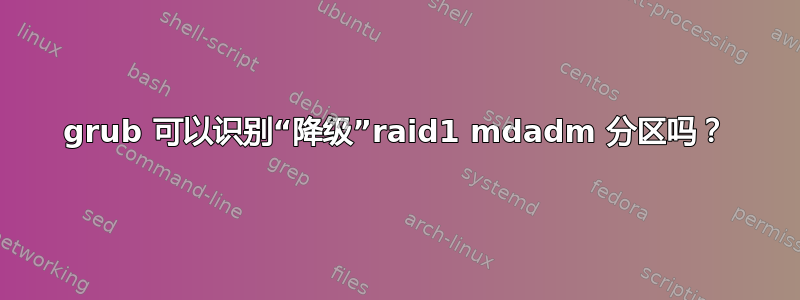 grub 可以识别“降级”raid1 mdadm 分区吗？