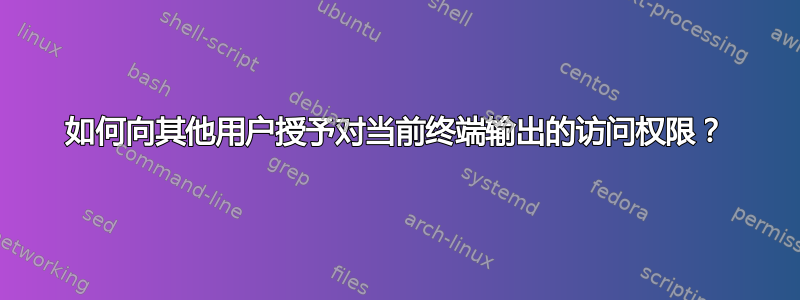 如何向其他用户授予对当前终端输出的访问权限？