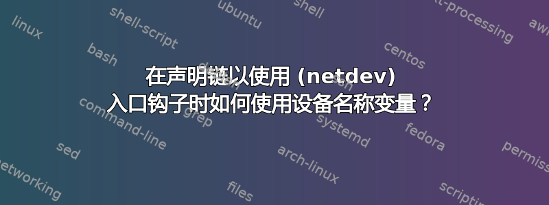 在声明链以使用 (netdev) 入口钩子时如何使用设备名称变量？