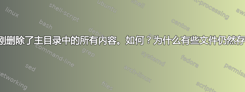 我刚刚删除了主目录中的所有内容。如何？为什么有些文件仍然存在？