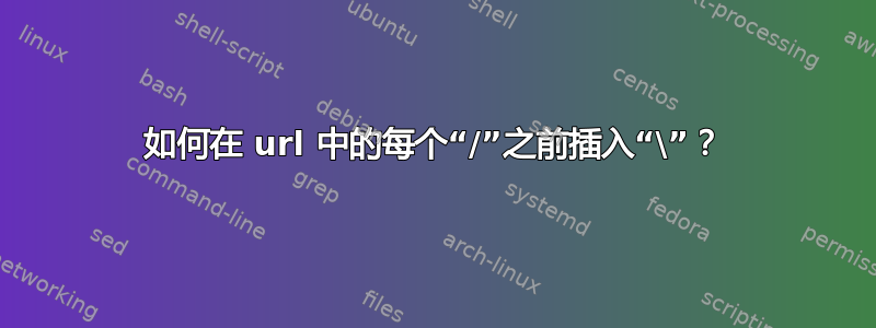 如何在 url 中的每个“/”之前插入“\”？