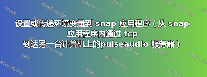 设置或传递环境变量到 snap 应用程序（从 snap 应用程序内通过 tcp 到达另一台计算机上的pulseaudio 服务器）