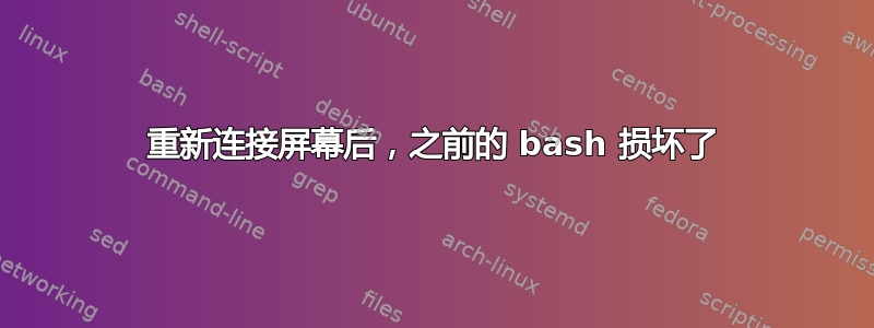 重新连接屏幕后，之前的 bash 损坏了