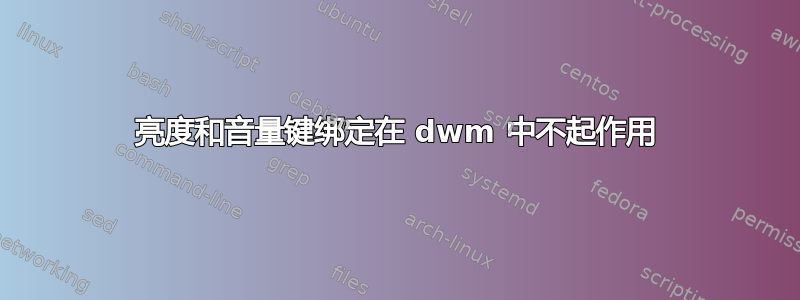 亮度和音量键绑定在 dwm 中不起作用