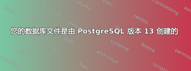 您的数据库文件是由 PostgreSQL 版本 13 创建的