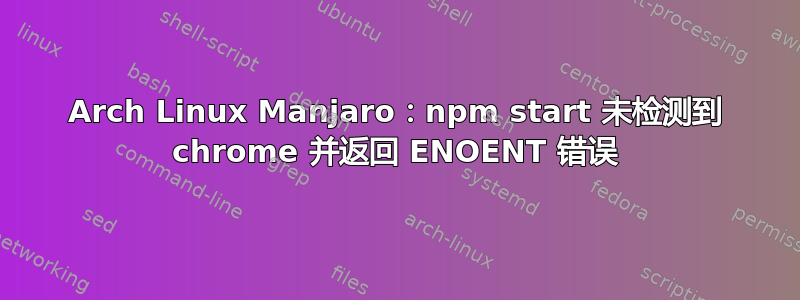 Arch Linux Manjaro：npm start 未检测到 chrome 并返回 ENOENT 错误