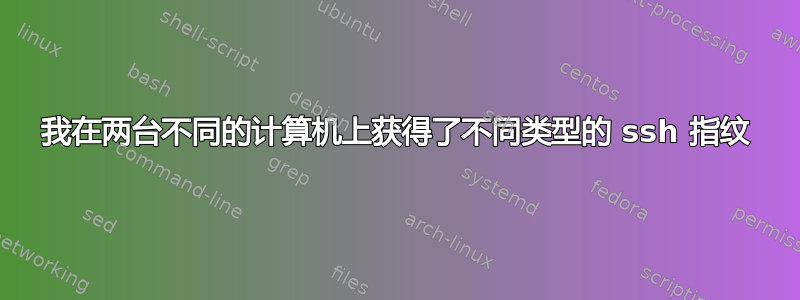 我在两台不同的计算机上获得了不同类型的 ssh 指纹