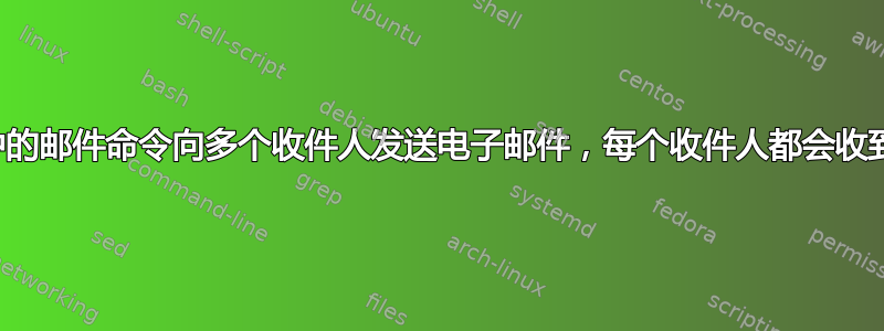 如何使用终端中的邮件命令向多个收件人发送电子邮件，每个收件人都会收到不同的附件？