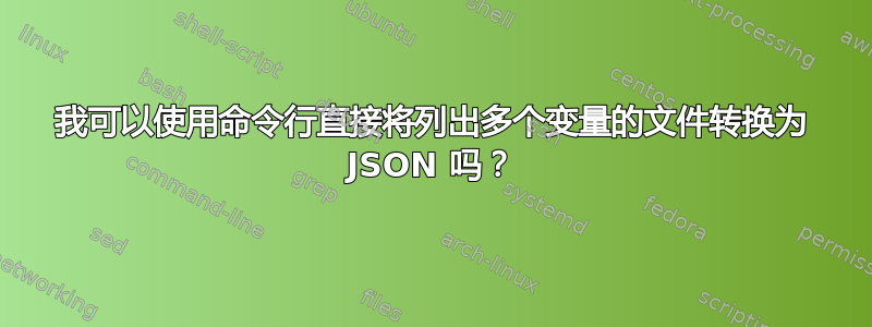 我可以使用命令行直接将列出多个变量的文件转换为 JSON 吗？