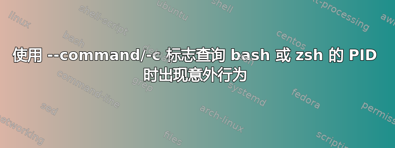 使用 --command/-c 标志查询 bash 或 zsh 的 PID 时出现意外行为