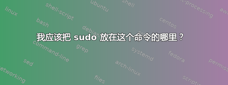 我应该把 sudo 放在这个命令的哪里？ 