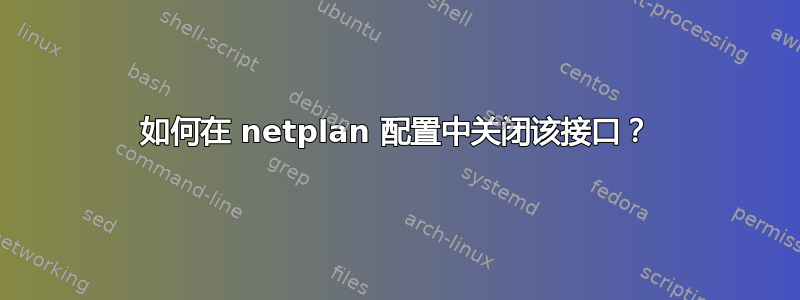 如何在 netplan 配置中关闭该接口？