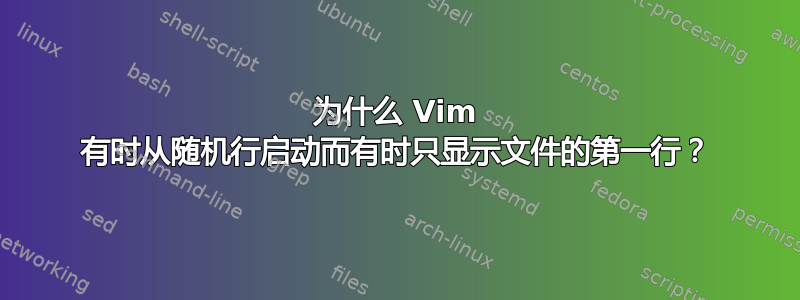 为什么 Vim 有时从随机行启动而有时只显示文件的第一行？