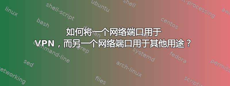 如何将一个网络端口用于 VPN，而另一个网络端口用于其他用途？