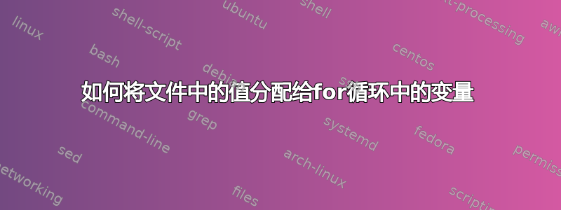 如何将文件中的值分配给for循环中的变量