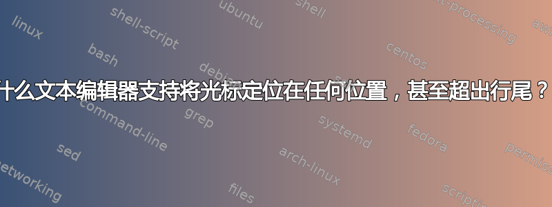 什么文本编辑器支持将光标定位在任何位置，甚至超出行尾？