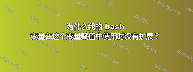 为什么我的 bash 变量在这个变量赋值中使用时没有扩展？