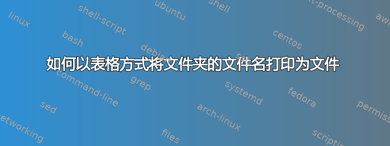 如何以表格方式将文件夹的文件名打印为文件