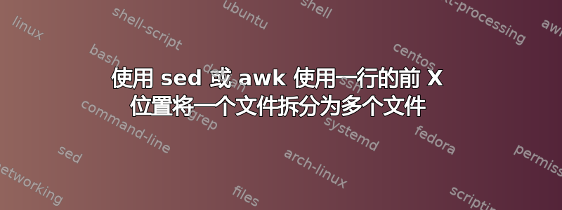 使用 sed 或 awk 使用一行的前 X 位置将一个文件拆分为多个文件