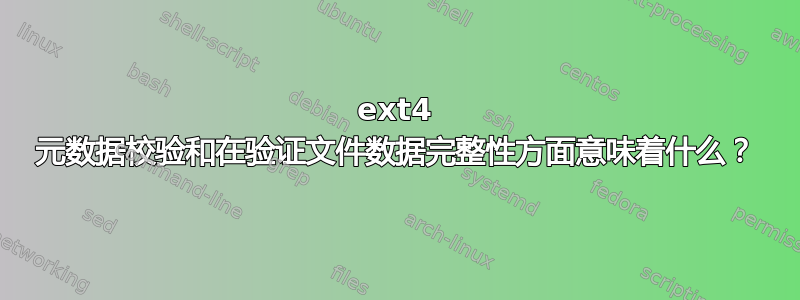 ext4 元数据校验和在验证文件数据完整性方面意味着什么？