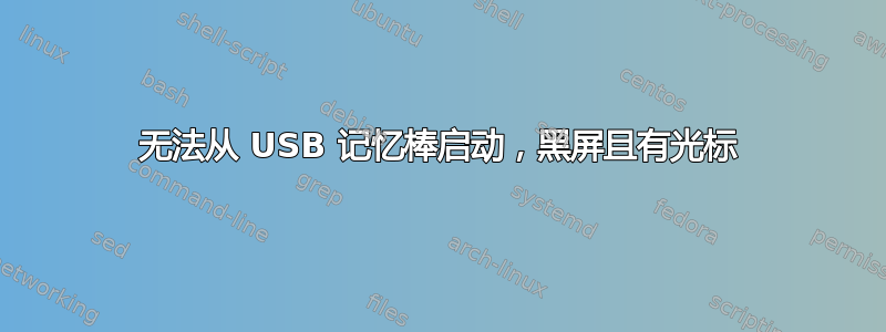 无法从 USB 记忆棒启动，黑屏且有光标