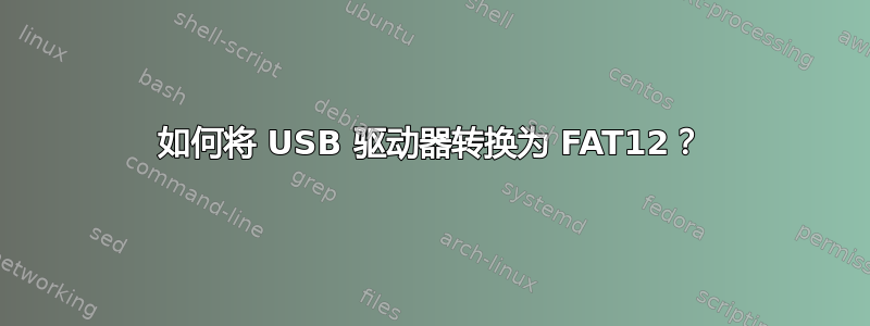 如何将 USB 驱动器转换为 FAT12？