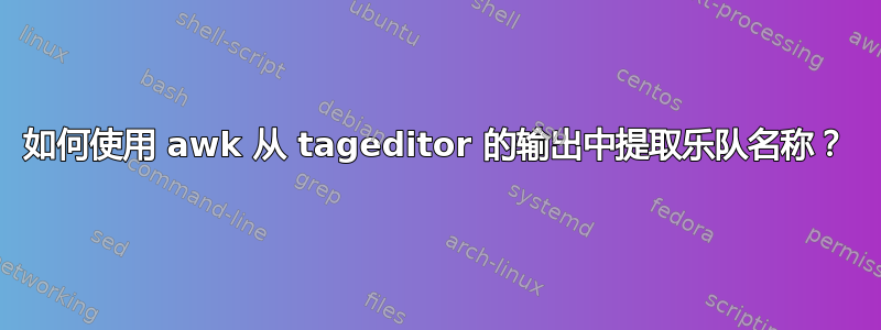 如何使用 awk 从 tageditor 的输出中提取乐队名称？